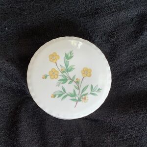 Royal Kent, bone china lidded trinket dish with delicate floral design